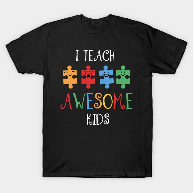 I Teach Awesome Autism Awareness Puzzle T-shirt T-Shirt by reynoldsouk4